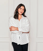 The Perfect Boyfriend Shirt - White Sand & Sea Urchin Pin Dot