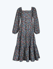 The Tiered Puff Sleeve Dress - Outbloom in Midnight