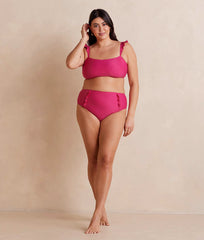 The Ruffle High Leg High Rise Bikini Bottom - Spritz