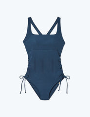 The Maternity Ribbed Cinched Current - Deep Sea