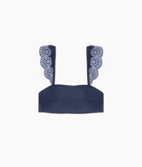 The Eyelet Ruffle Oasis Top - Deep Sea